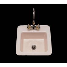 Alno P1616.D2.WH - Gloria, Double Glazed Square Bar Sink, Linial Design Pattern, Only 1-Hole, Drop In Only