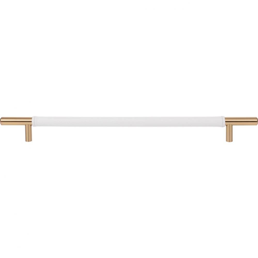 Zanzibar White Leather Pull 11 5/16 Inch (c-c) Warm Brass