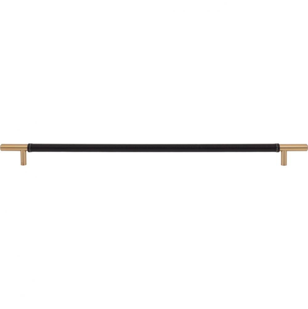 Zanzibar Black Appliance Pull 17 Inch (c-c) Leather Warm Brass