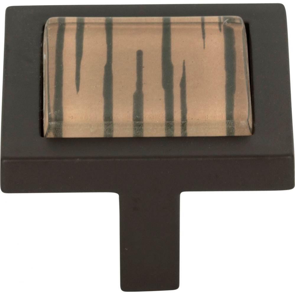 Spa Brown Tiger Square Knob 1 3/8 Inch Aged Bronze