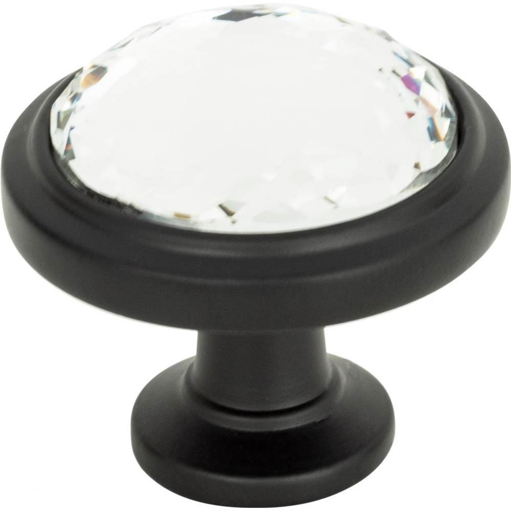 Legacy Crystal Round Knob 1 5/16 Inch Matte Black