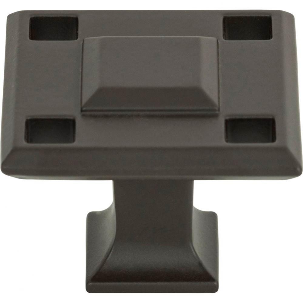 Modern Craftsman Square Knob 1 5/16 Inch Aged Bronze