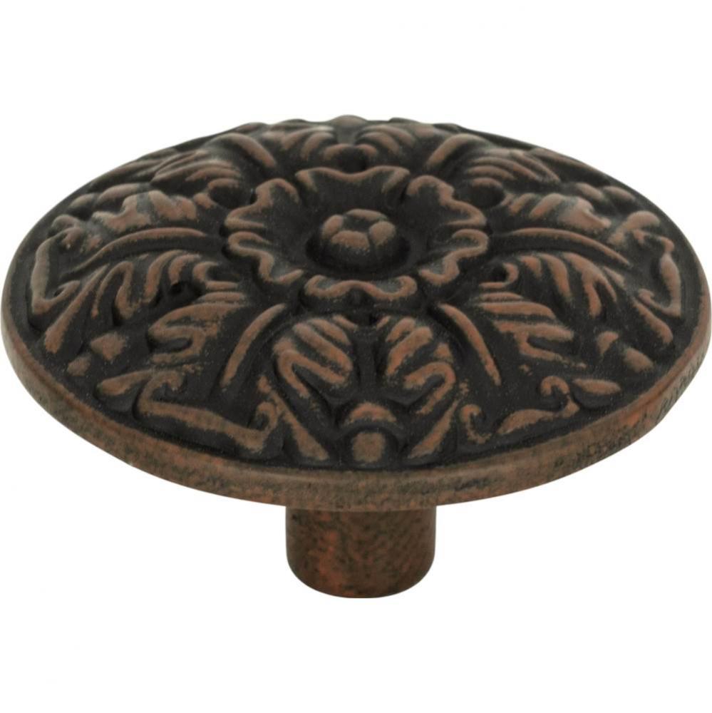 Hammered Medallion Knob 1 1/2 Inch Rust