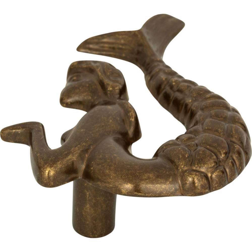 Mermaid Knob Right 2 1/2 Inch Burnished Bronze