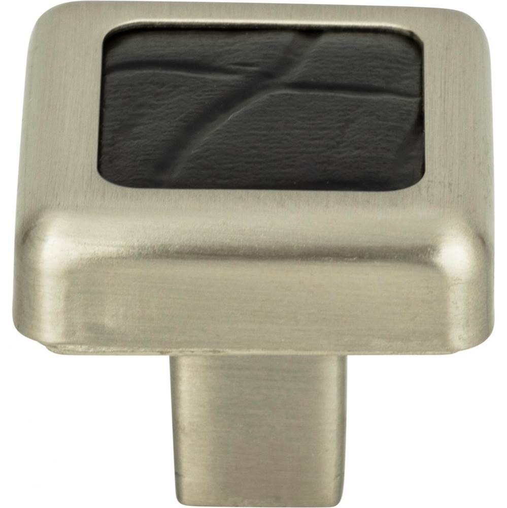 Paradigm Square Knob 1 1/4 Inch BN and Black Croc Leather