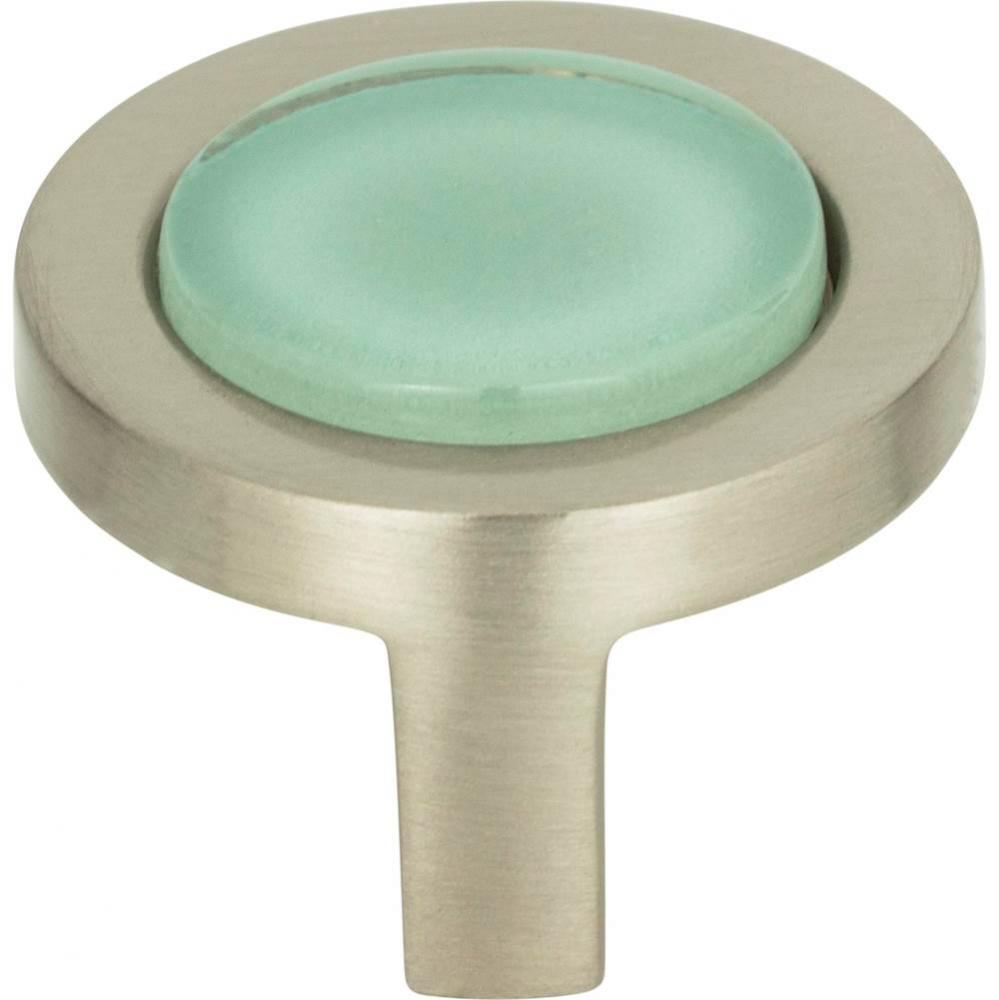 Spa Green Round Knob 1 1/4 Inch Brushed Nickel