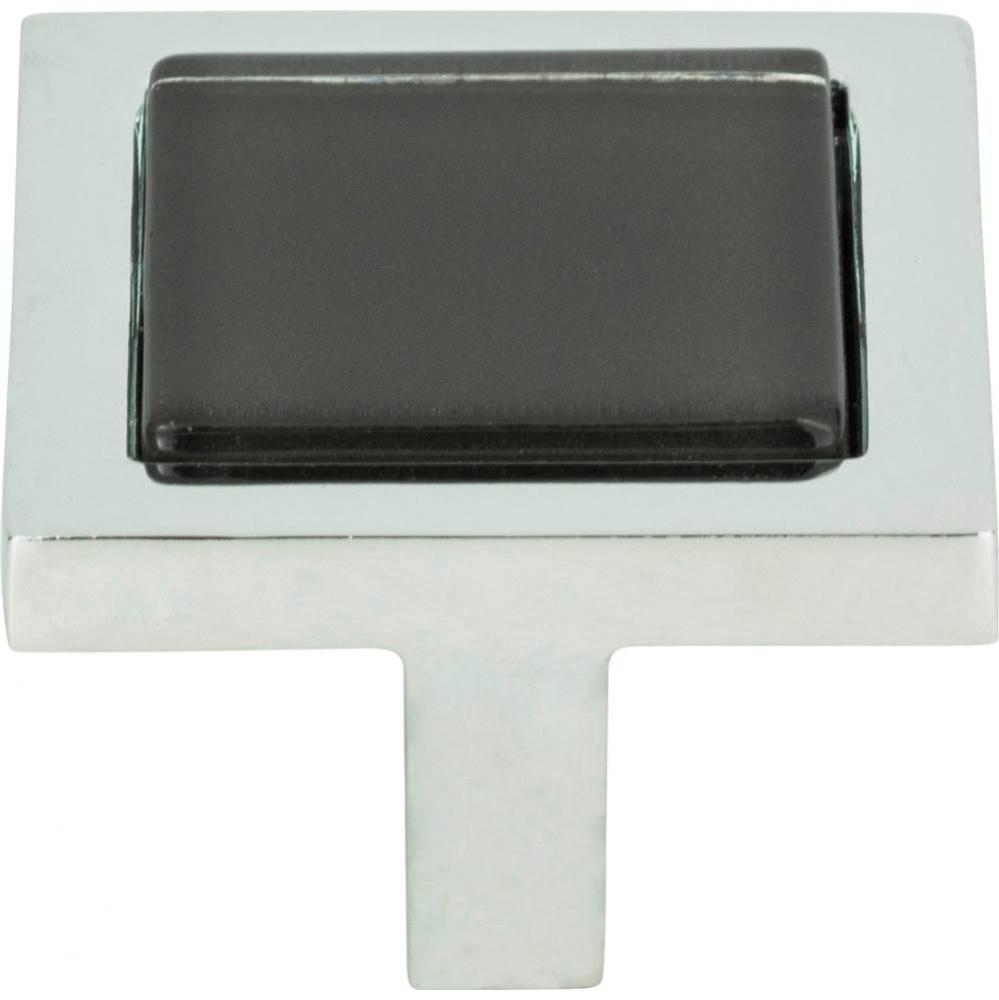 Spa Black Square Knob 1 3/8 Inch Polished Chrome