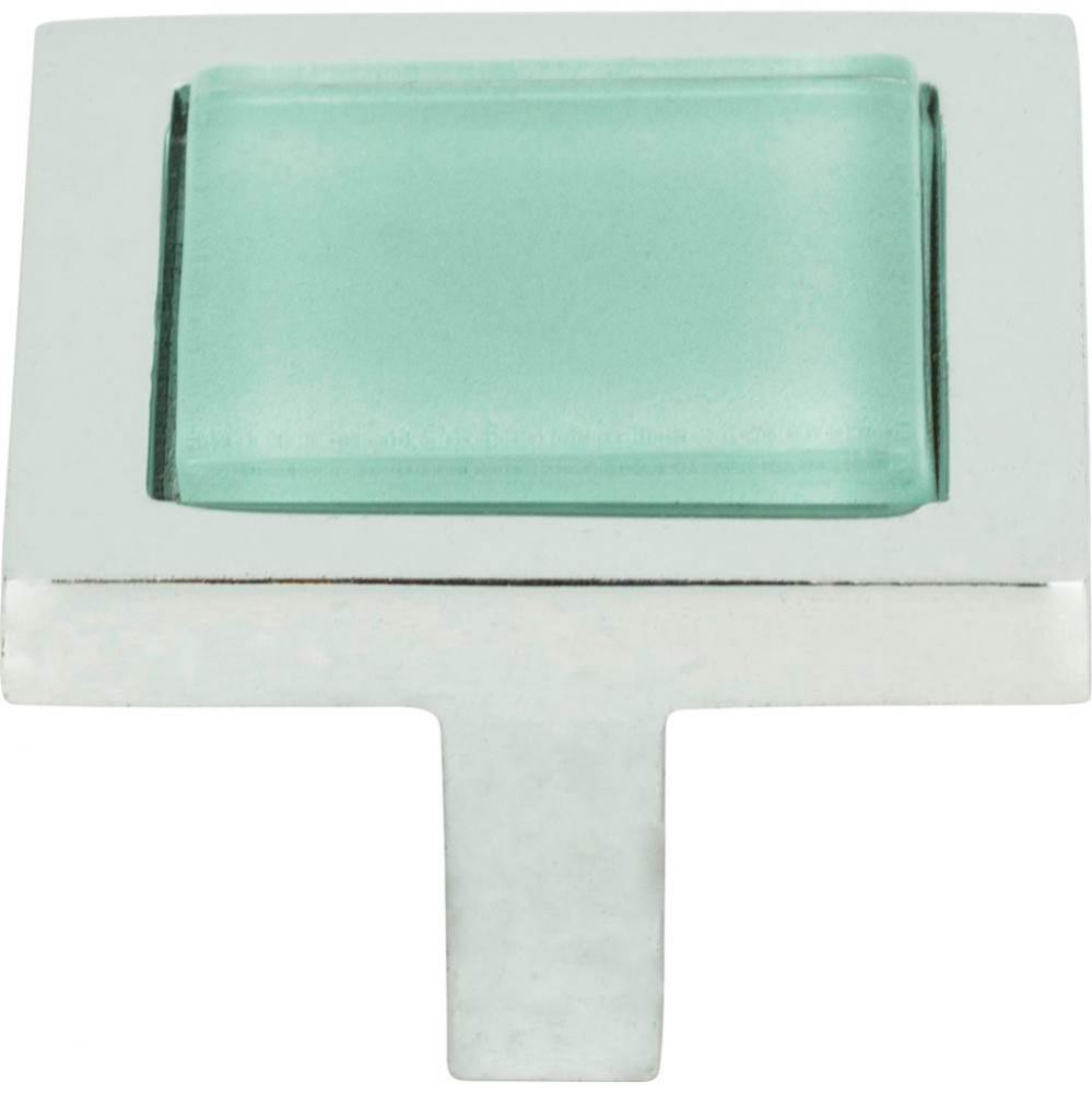 Spa Green Square Knob 1 3/8 Inch Polished Chrome