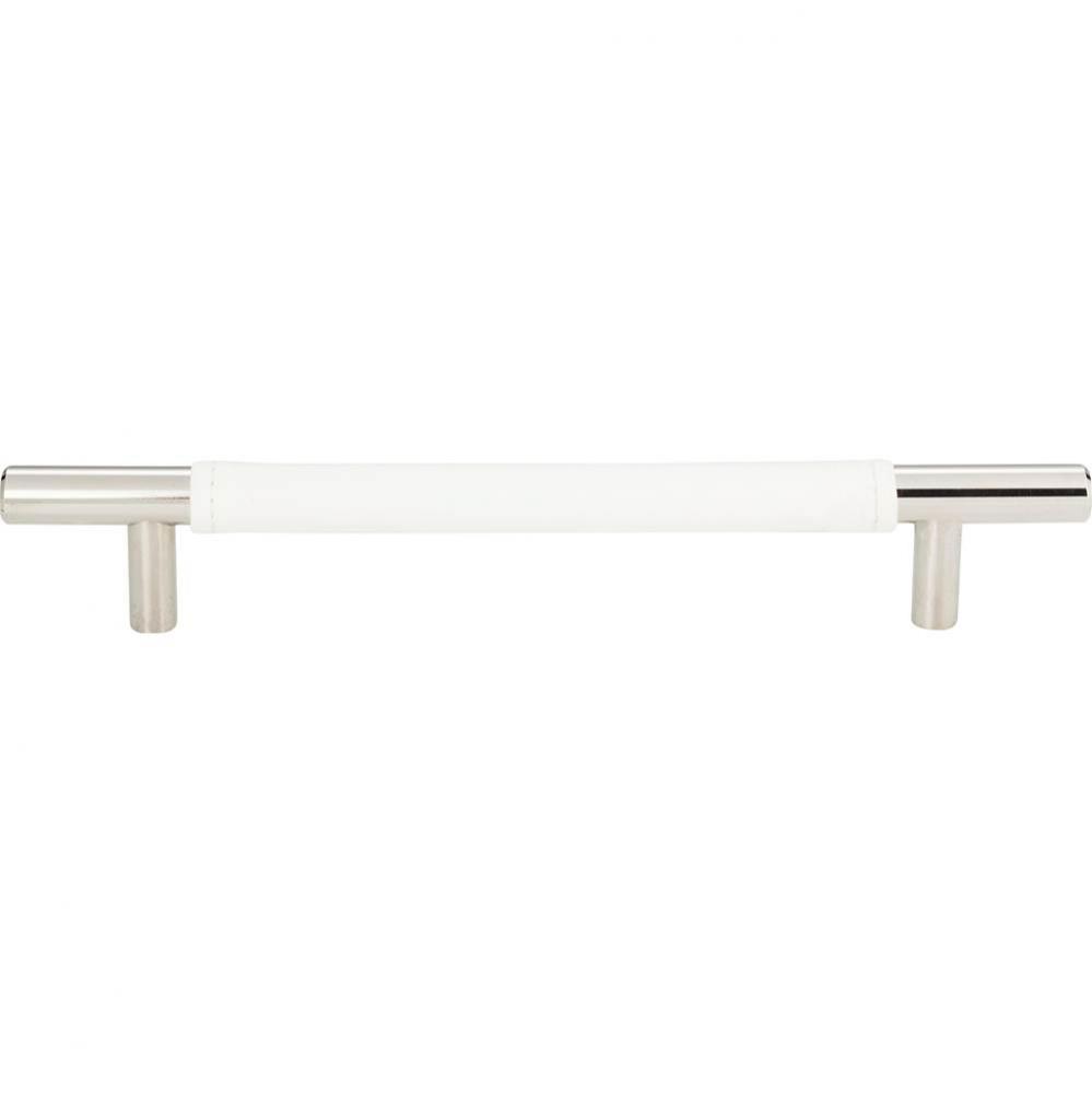 Zanzibar White Leather Pull 6 5/16 Inch (c-c) Polished Chrome