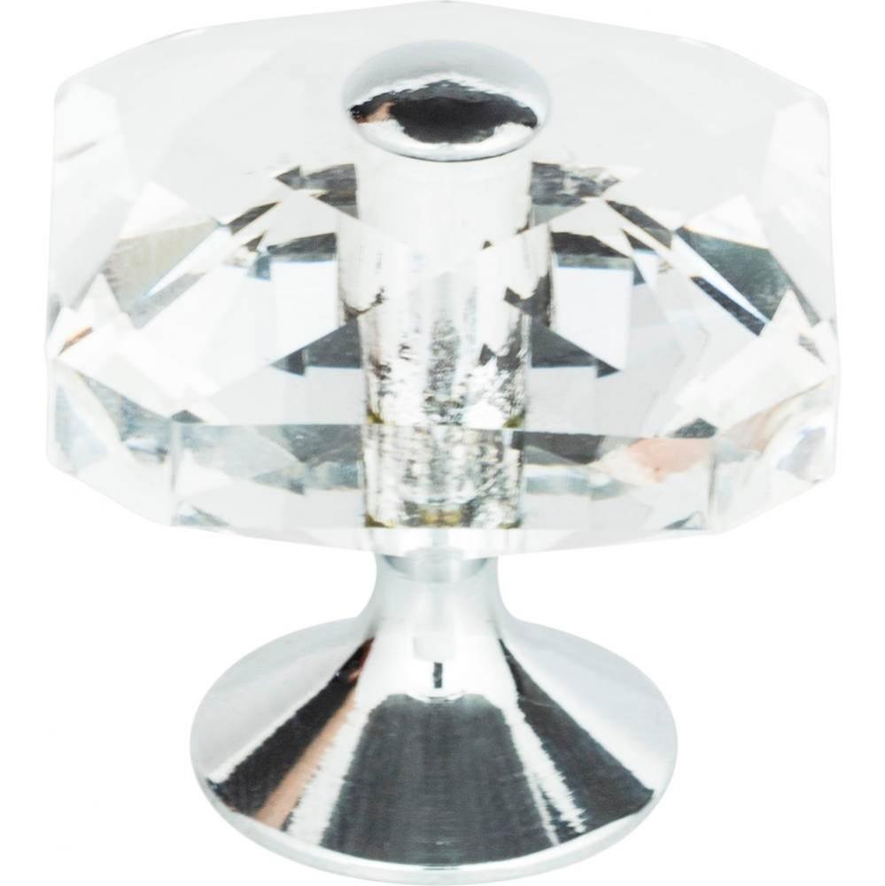 Crystal Large Square Knob 1 1/2 Inch Polished Chrome