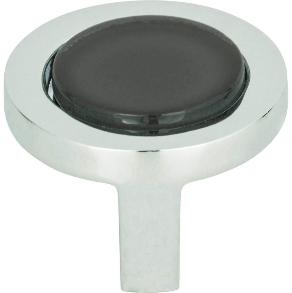 Spa Black Round Knob 1 1/4 Inch Polished Chrome