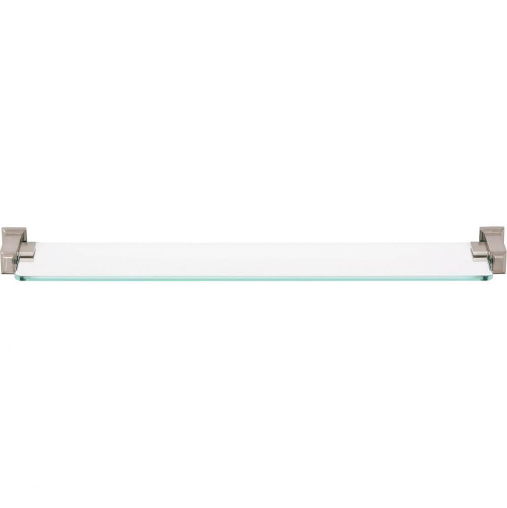 Sutton Place Bath Glass Shelf 24 Inches Brushed Nickel