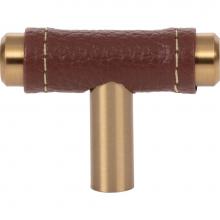 Atlas 288-OW-WB - Zanzibar Brown Leather Knob 1 7/8 Inch Warm Brass