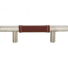 Atlas 280-OW-SS - Zanzibar Brown Leather Pull 3 Inch (c-c) Stainless Steel