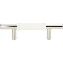 Atlas 280-WT-CH - Zanzibar White Leather Pull 3 Inch (c-c) Polished Chrome