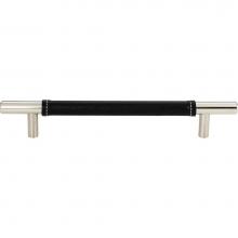 Atlas 281-BL-CH - Zanzibar Black Leather Pull 6 5/16 Inch (c-c) Polished Chrome