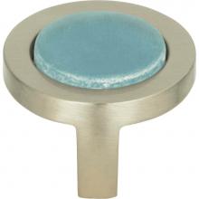 Atlas 229-BLU-BRN - Spa Blue Round Knob 1 1/4 Inch Brushed Nickel