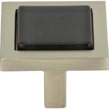 Atlas 230-BLK-BRN - Spa Black Square Knob 1 3/8 Inch Brushed Nickel