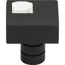 Atlas 3194-BL - Crystal Off Center Square Knob 1 Inch Matte Black