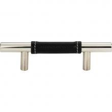 Atlas 280-BL-CH - Zanzibar Black Leather Pull 3 Inch (c-c) Polished Chrome