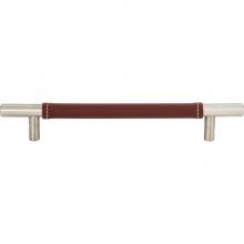 Atlas 281-OW-SS - Zanzibar Brown Leather Pull 6 5/16 Inch (c-c) Stainless Steel