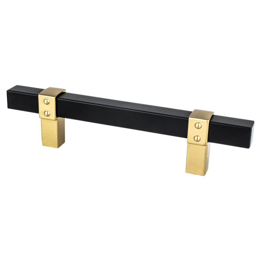 Rivet Rebel 96mm CC Matte Black Bar and Modern Brushed Gold Posts Pull