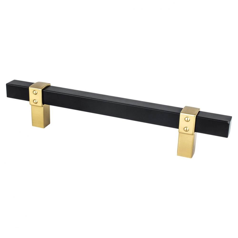 Rivet Rebel 128mm CC Matte Black Bar and Modern Brushed Gold Posts Pull