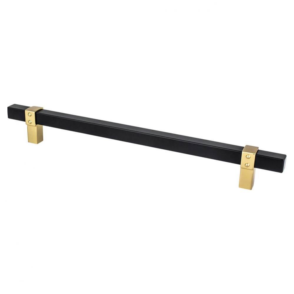 Rivet Rebel 224mm CC Matte Black Bar and Modern Brushed Gold Posts Pull