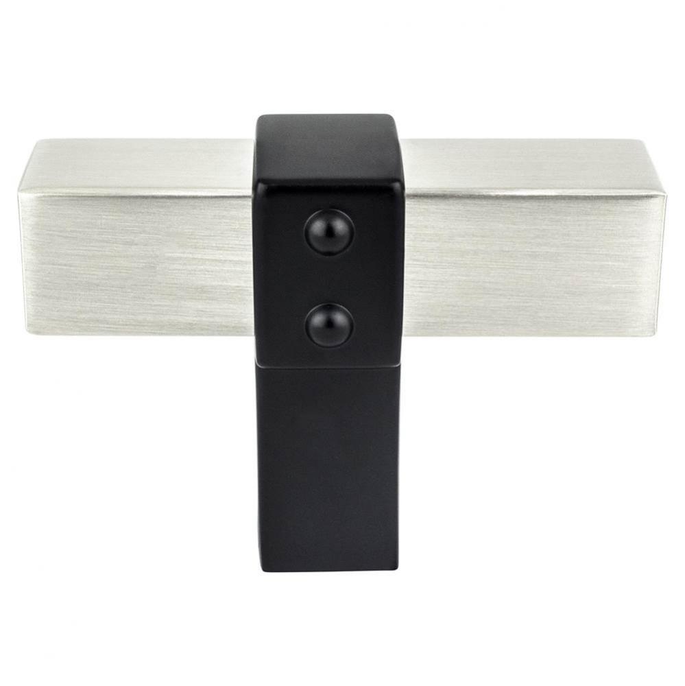 Rivet Rebel Brushed Nickel Bar and Matte Black Post Knob