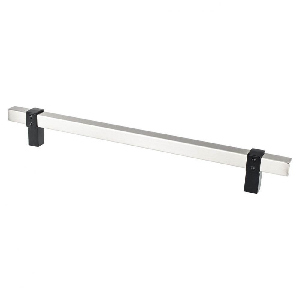 Rivet Rebel 224mm CC Brushed Nickel Bar and Matte Black Posts Pull