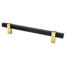 Berenson 5111-455MDB-P - Rivet Rebel 160mm CC Matte Black Bar and Modern Brushed Gold Posts Pull