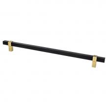 Berenson 5113-455MDB-P - Rivet Rebel 12in. CC Matte Black Bar and Modern Brushed Gold Posts Appliance Pull