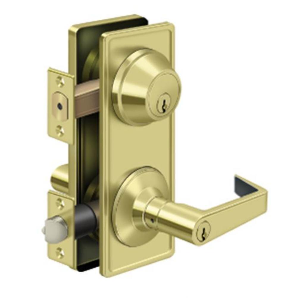 Intercon. Lock Gr2, Entry W/Clarendon Lever,, Polished Brass
