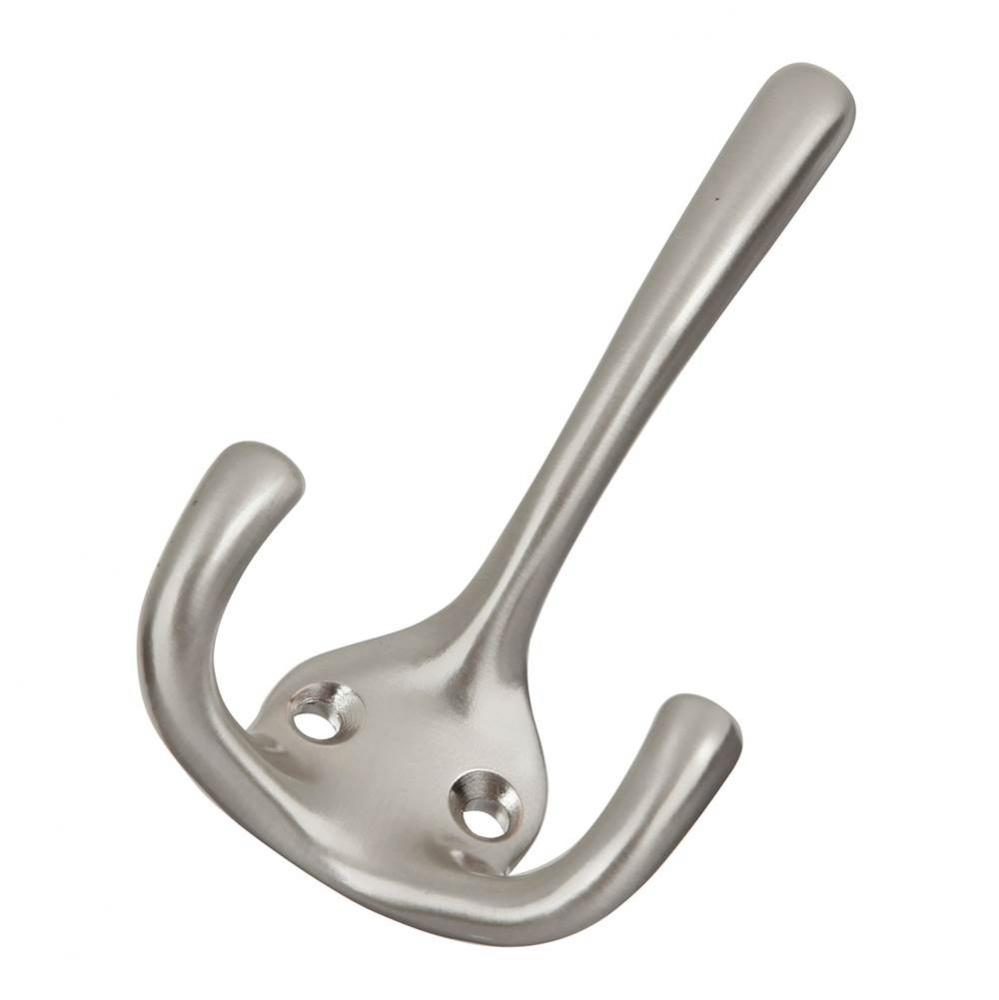 Hooks Collection Coat Hook Triple 5/8&apos;&apos; C/C Satin Nickel Finish