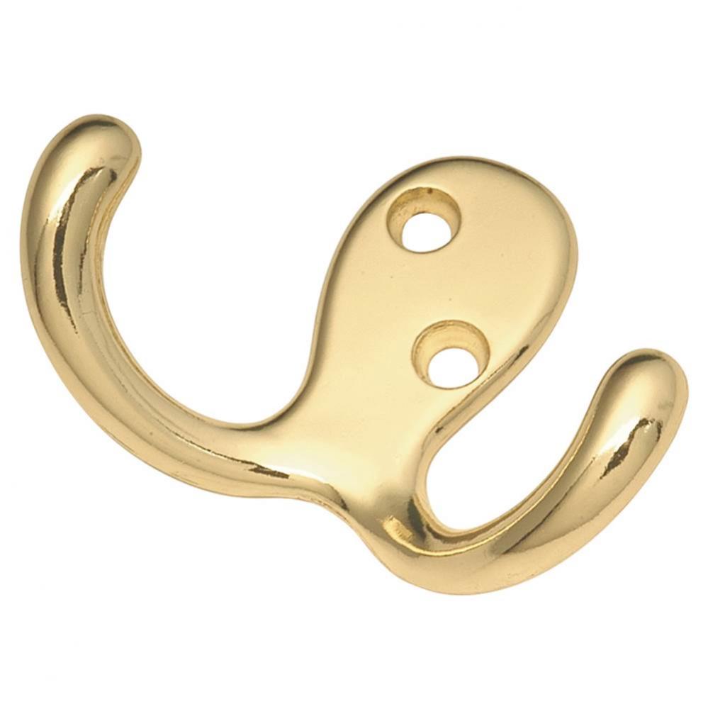 Hooks Collection Utility Hook Double 3/8&apos;&apos; C/C Polished Brass Finish