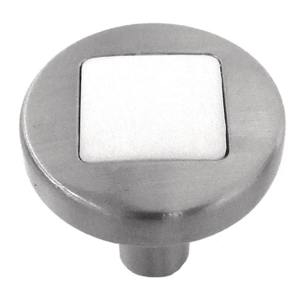 Loft Collection Knob 1&apos;&apos; Diameter Satin Nickel with White Matte Finish