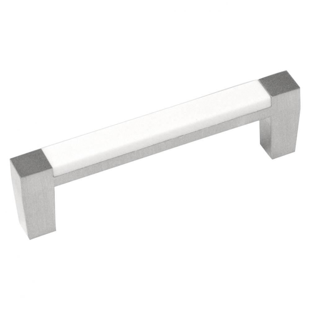 Loft Collection Pull 3&apos;&apos; C/C Satin Nickel with White Matte Finish