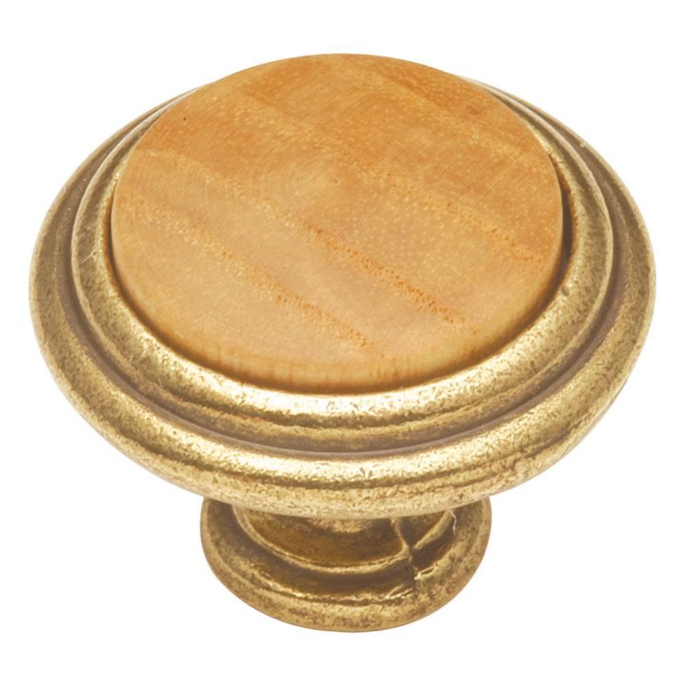 1-1/4 In. Wood grain Oak Cabinet Knob