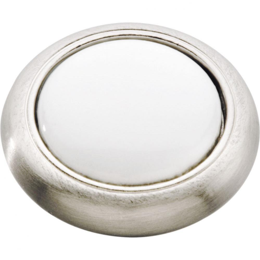1-3/16 In. Tranquility Satin Nickel with White Cabinet Knob