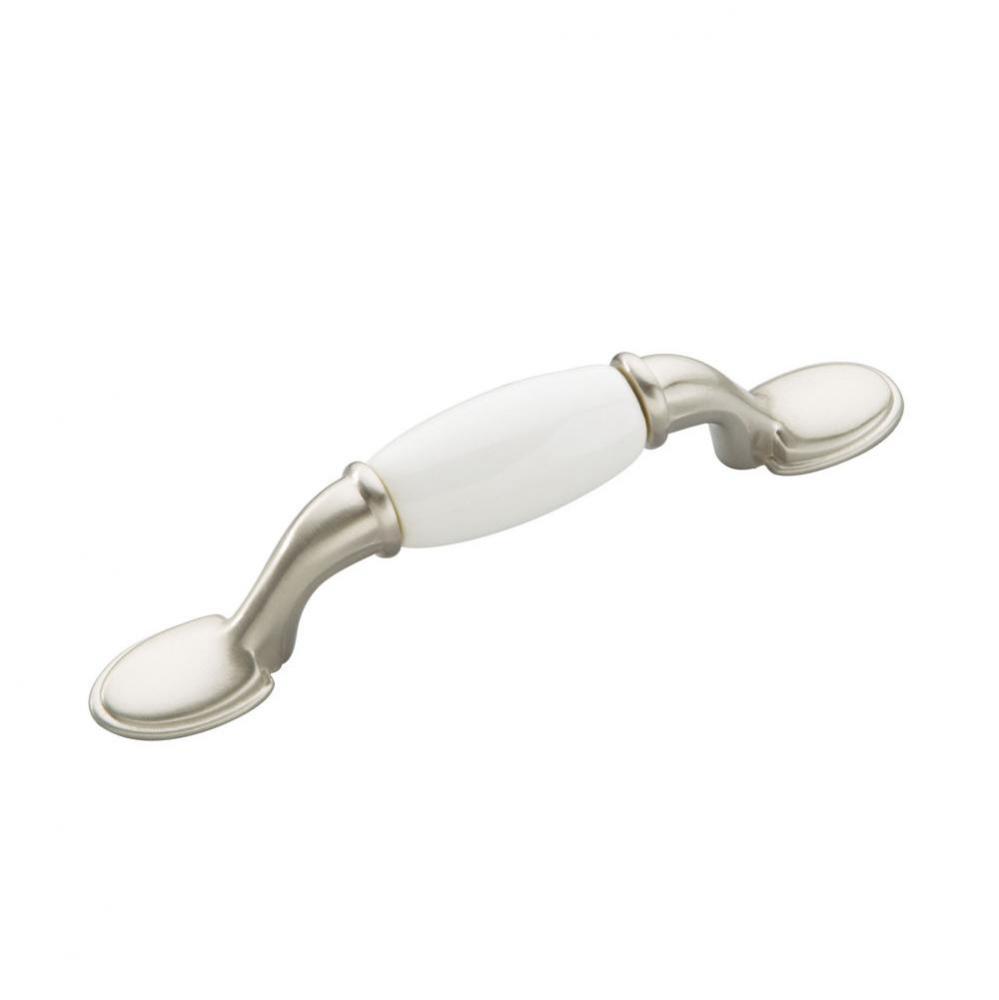 Tranquility Collection Pull 3&apos;&apos; C/C Satin Nickel with White Finish