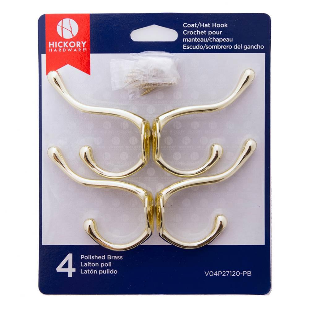 Coat Hook Double 5/8 Inch Center to Center (4 Pack)