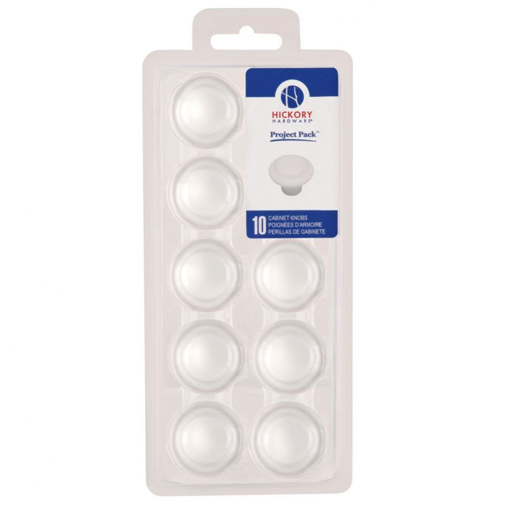 Project Pack Collection Knob 1-3/8&apos;&apos; White Finish (10 Pack)