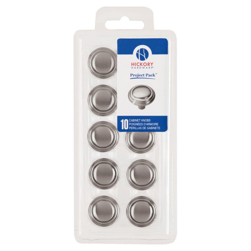 Project Pack Collection Knob 1-1/8&apos;&apos; Satin Nickel Finish (10 Pack)