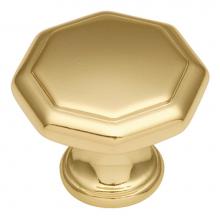 Hickory Hardware P14004-3 - Conquest Collection Knob 1-1/8'' Diameter Polished Brass Finish