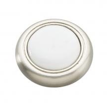 Hickory Hardware P710-SNW - Tranquility Collection Knob 1-1/4'' Diameter Satin Nickel with White Finish