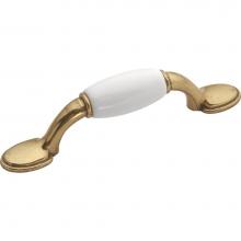 Hickory Hardware P744-W - Tranquility Collection Pull 3'' C/C Lancaster Hand Polished w/ White Insert Finish