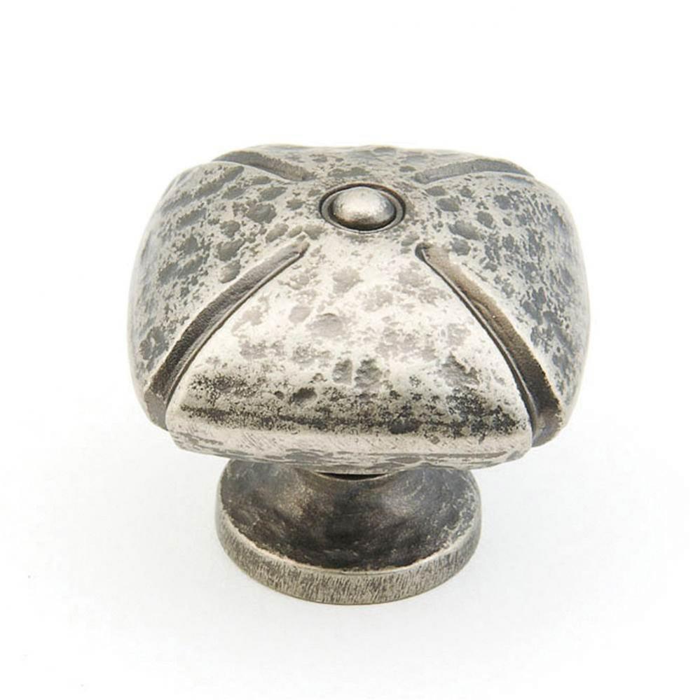 Knob, Square, Vibra Nickel, 1-1/2&apos;&apos; dia