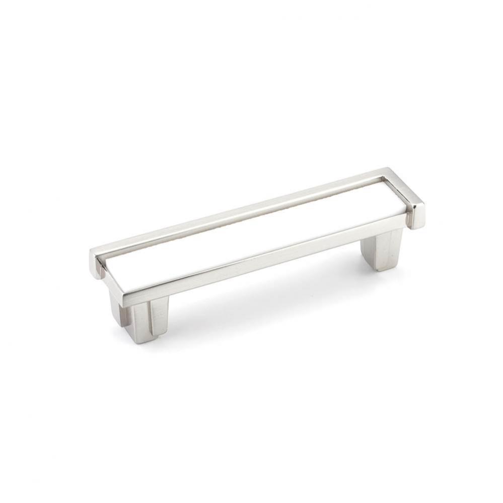 Pull, Satin Nickel, White Glass, 4&apos;&apos; cc