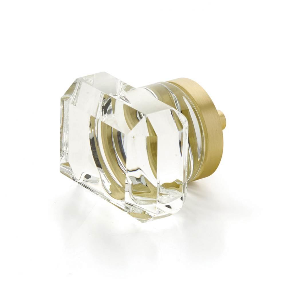 Rectangular Glass Knob, Satin Brass, 1-3/4&apos;&apos;