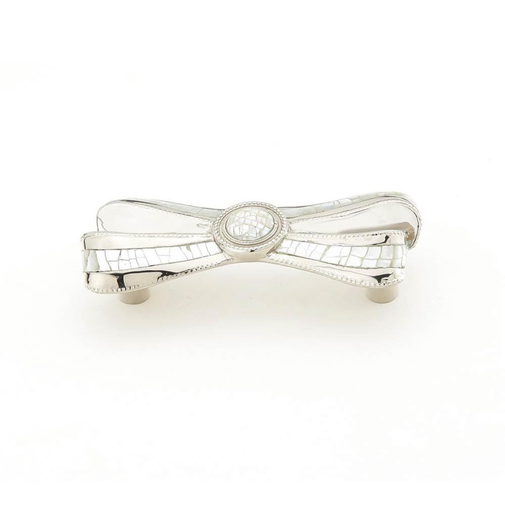 Pull, Ribbon, White Mother of Pearl, Polished Nickel, 3&apos;&apos; cc